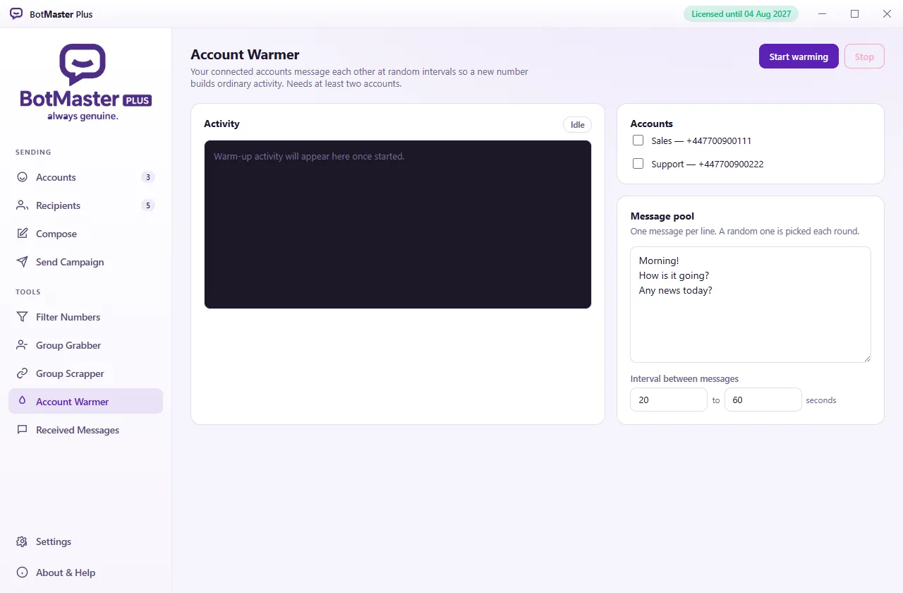 The account warmer